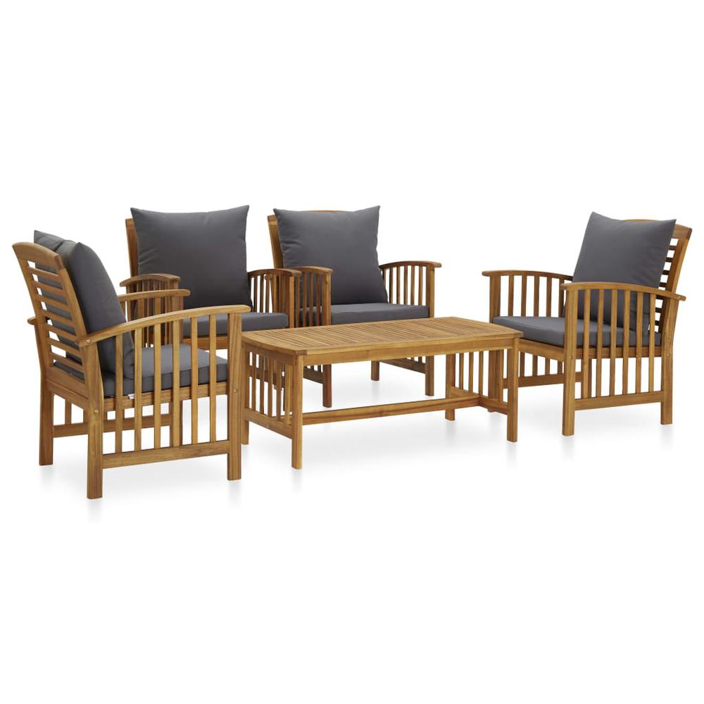 vidaXL 5 Piece Garden Lounge Set with Cushions Solid Acacia Wood, 3057982