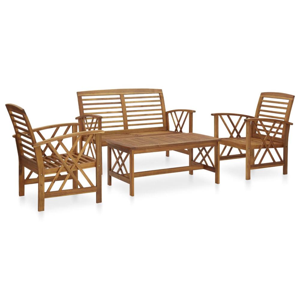 vidaXL 4 Piece Garden Lounge Set Solid Acacia Wood, 3057983