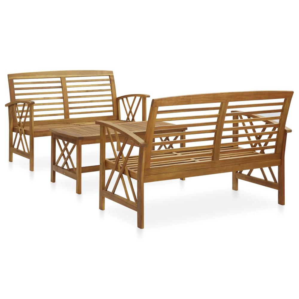 vidaXL 3 Piece Garden Lounge Set Solid Acacia Wood, 3057984