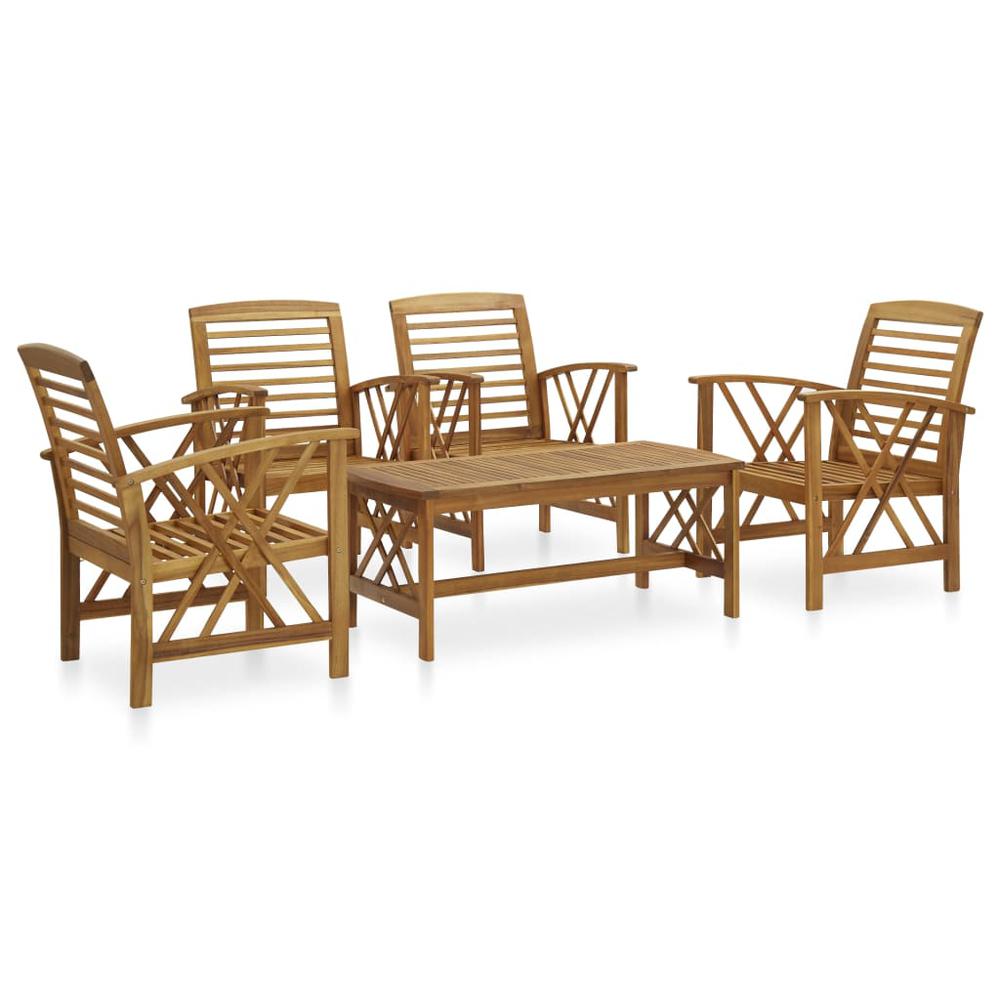 vidaXL 5 Piece Garden Lounge Set Solid Acacia Wood, 3057986