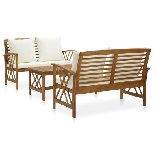 vidaXL 3 Piece Garden Lounge Set with Cushions Solid Acacia Wood, 3057988