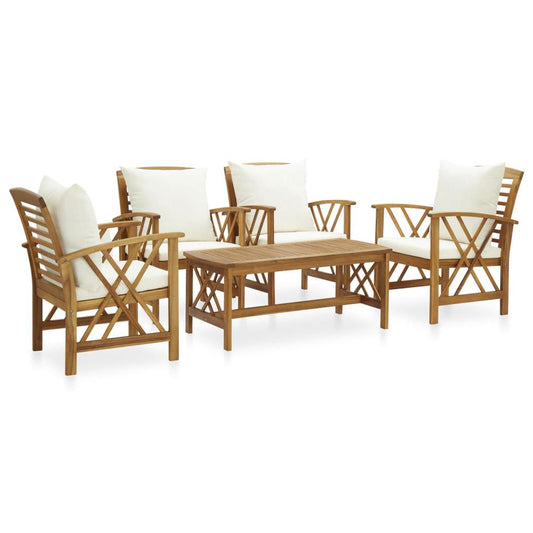 vidaXL 5 Piece Garden Lounge Set with Cushions Solid Acacia Wood, 3057990