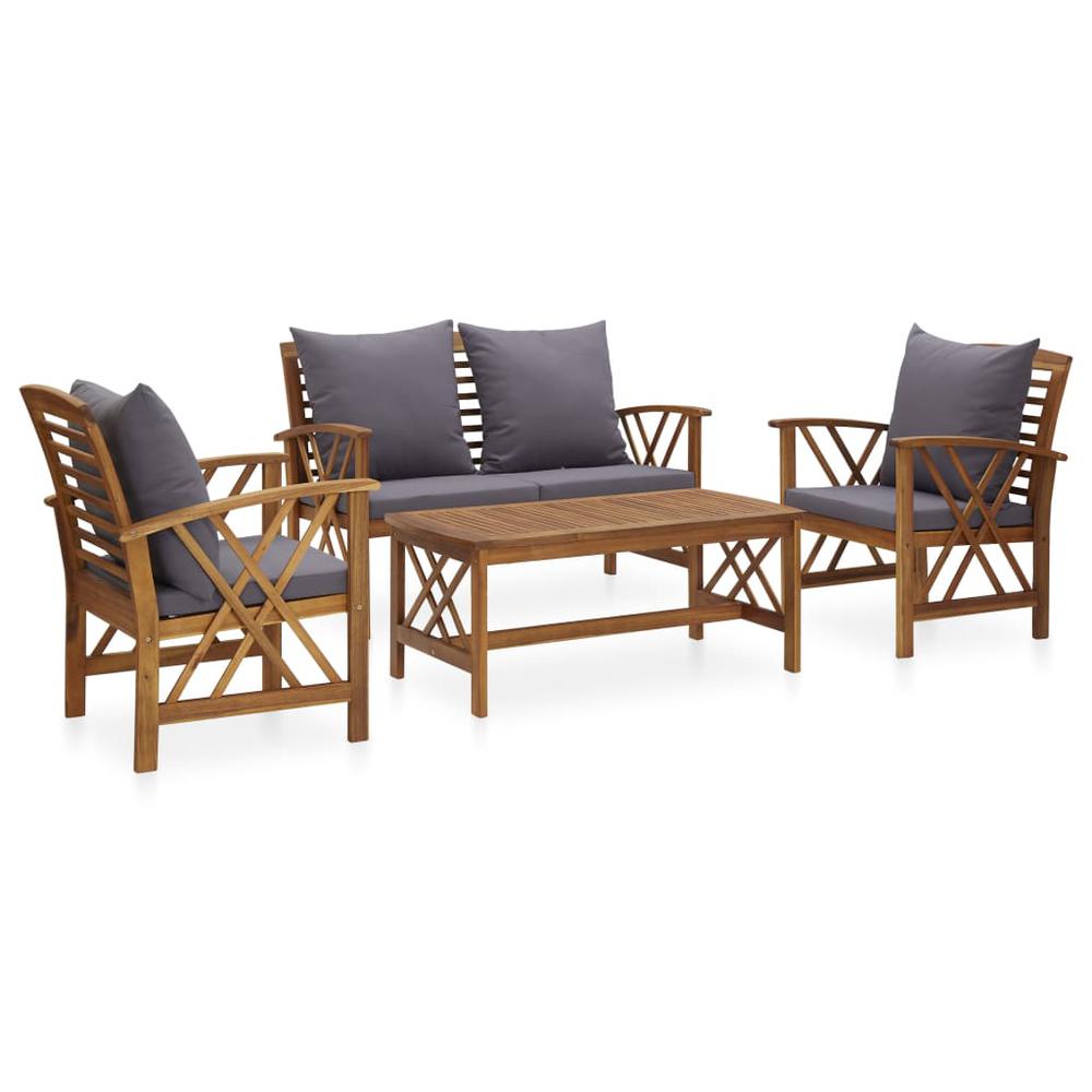 vidaXL 4 Piece Garden Lounge Set with Cushions Solid Acacia Wood, 3057991