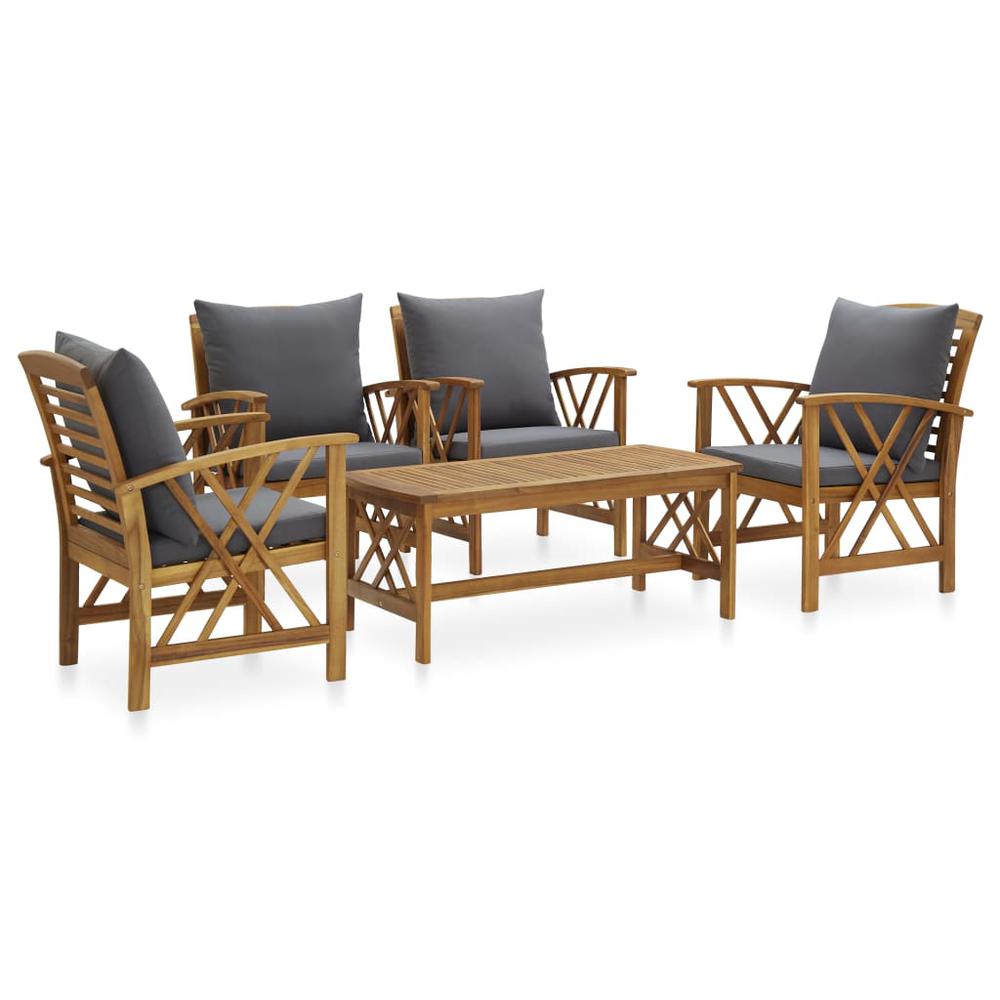 vidaXL 5 Piece Garden Lounge Set with Cushions Solid Acacia Wood, 3057994