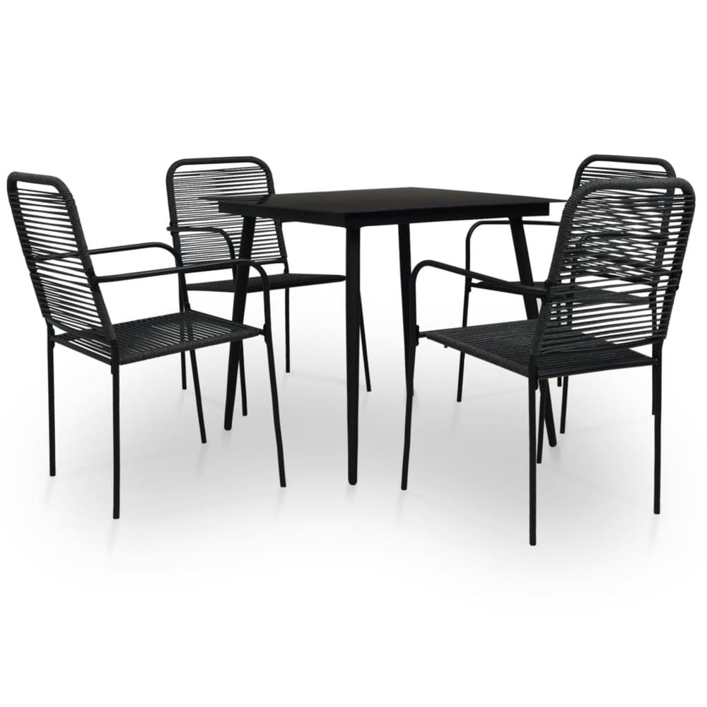 vidaXL 5 Piece Garden Dining Set Cotton Rope and Steel Black, 3058276