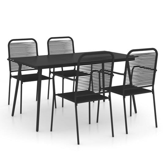 vidaXL 5 Piece Garden Dining Set Cotton Rope and Steel Black, 3058279