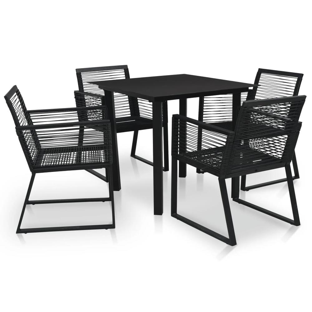 vidaXL 5 Piece Outdoor Dining Set PVC Rattan Black, 3058282