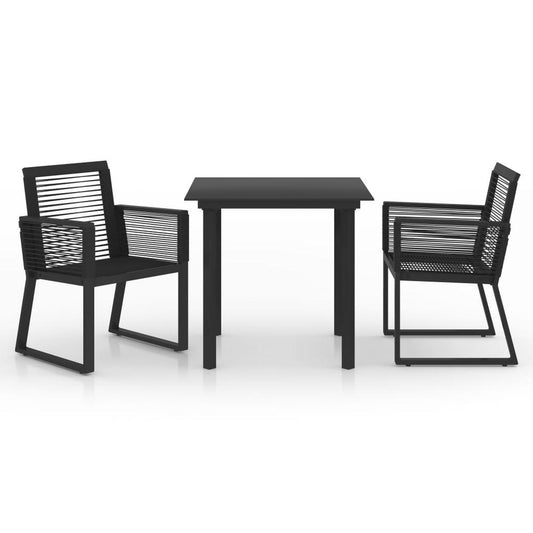 vidaXL 3 Piece Outdoor Dining Set PVC Rattan Black, 3058283