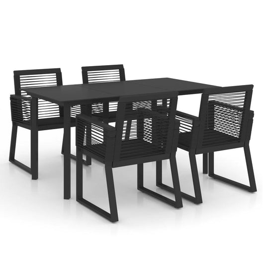 vidaXL 5 Piece Outdoor Dining Set PVC Rattan Black, 3058285