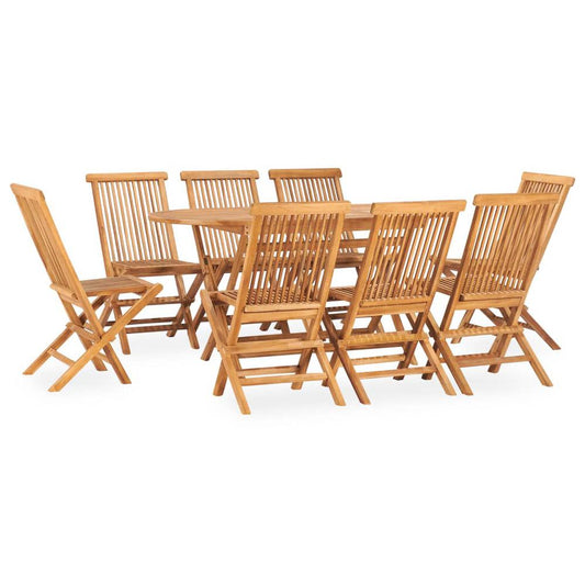 vidaXL 9 Piece Folding Outdoor Dining Set Solid Teak Wood, 3059969