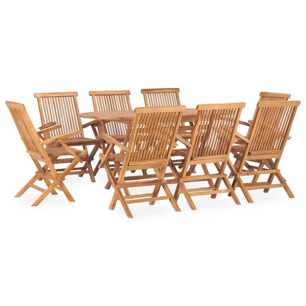 vidaXL 9 Piece Folding Outdoor Dining Set Solid Teak Wood, 3059971