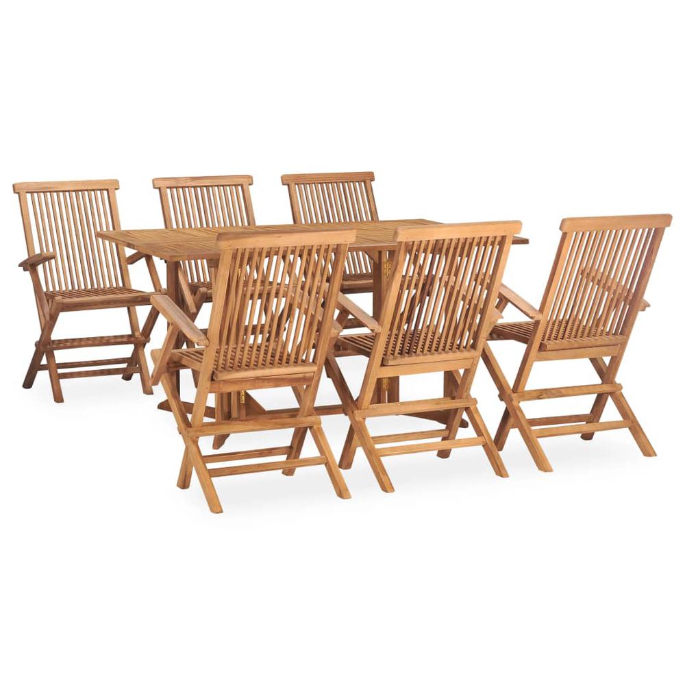 vidaXL 7 Piece Folding Outdoor Dining Set Solid Teak Wood, 3059973