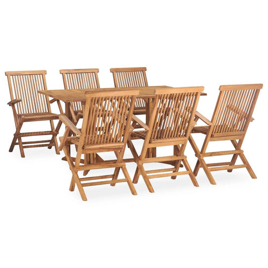 vidaXL 7 Piece Folding Outdoor Dining Set Solid Teak Wood, 3059973