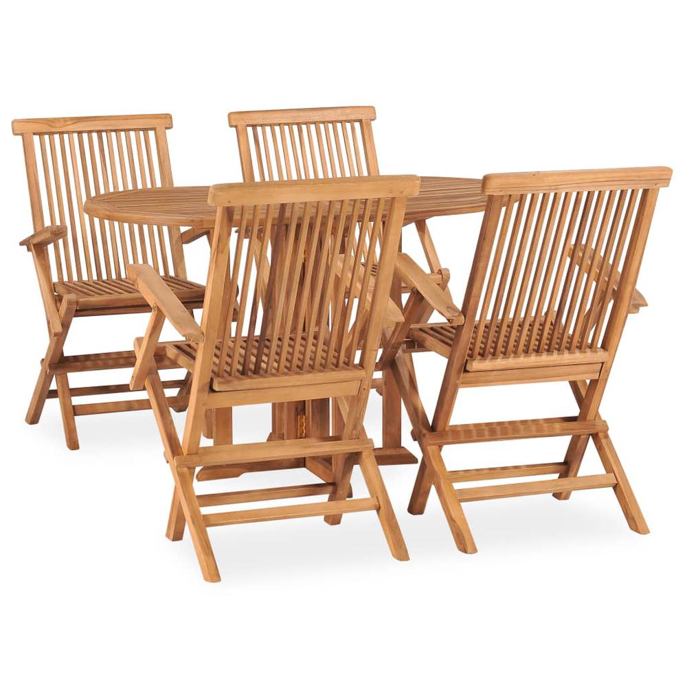 vidaXL 5 Piece Folding Outdoor Dining Set Solid Teak Wood, 3059975