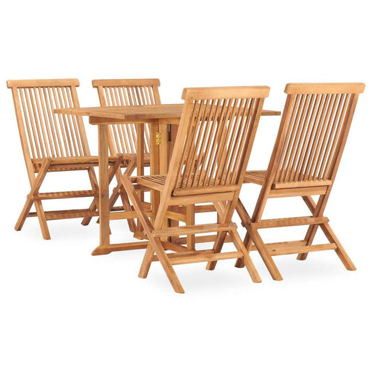 vidaXL 5 Piece Folding Outdoor Dining Set Solid Teak Wood, 3059981