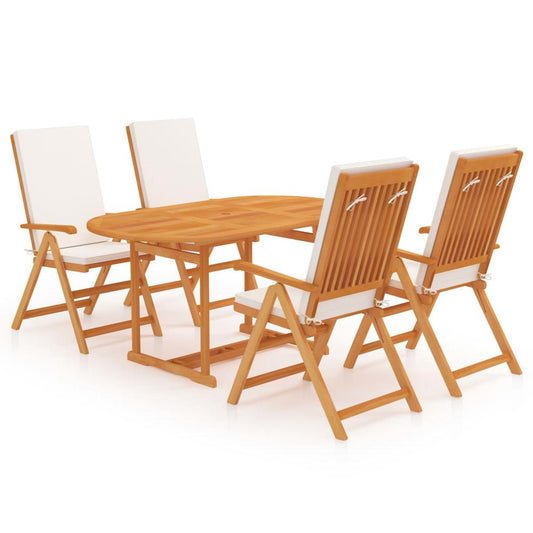 vidaXL 5 Piece Garden Dining Set with Cushions Solid Teak Wood 9531