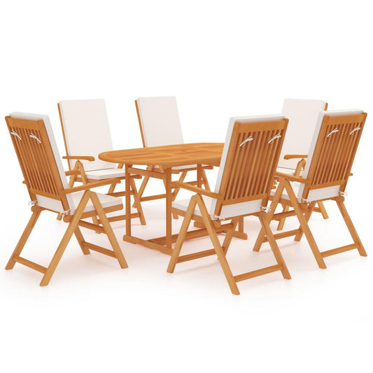 vidaXL 7 Piece Garden Dining Set with Cushions Solid Teak Wood 9532