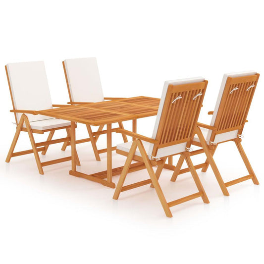 vidaXL 5 Piece Garden Dining Set with Cushions Solid Teak Wood 9543