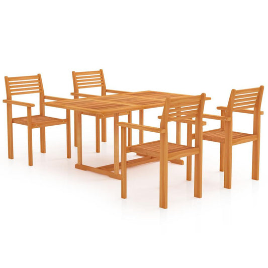 vidaXL 5 Piece Garden Dining Set Solid Teak Wood 9547