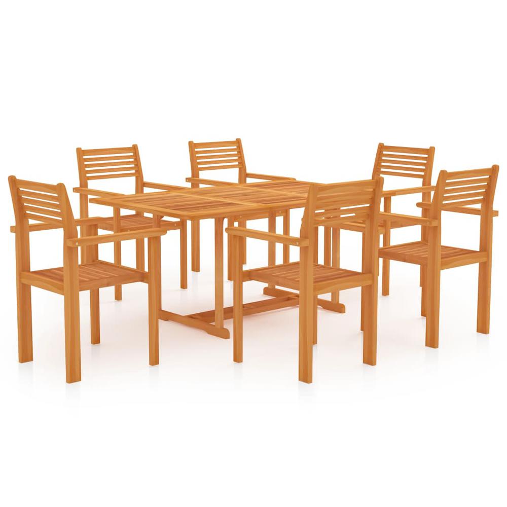 vidaXL 7 Piece Garden Dining Set Solid Teak Wood 9548