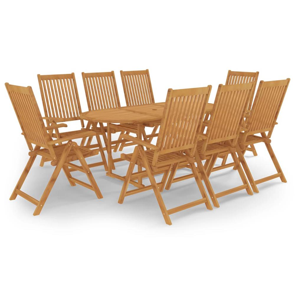 vidaXL 9 Piece Garden Dining Set Solid Teak Wood, 3059554