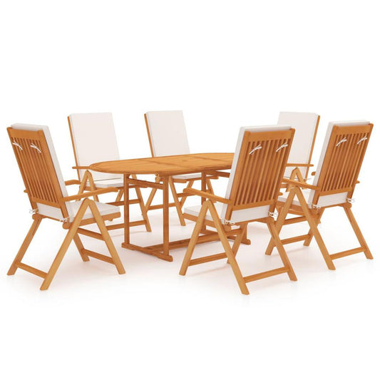 vidaXL 7 Piece Garden Dining Set with Cushions Solid Teak Wood 9557