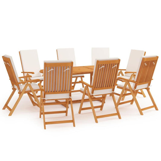 vidaXL 9 Piece Garden Dining Set with Cushions Solid Teak Wood 9558