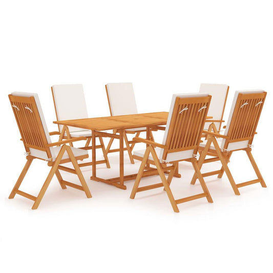 vidaXL 7 Piece Garden Dining Set with Cushions Solid Teak Wood 9569