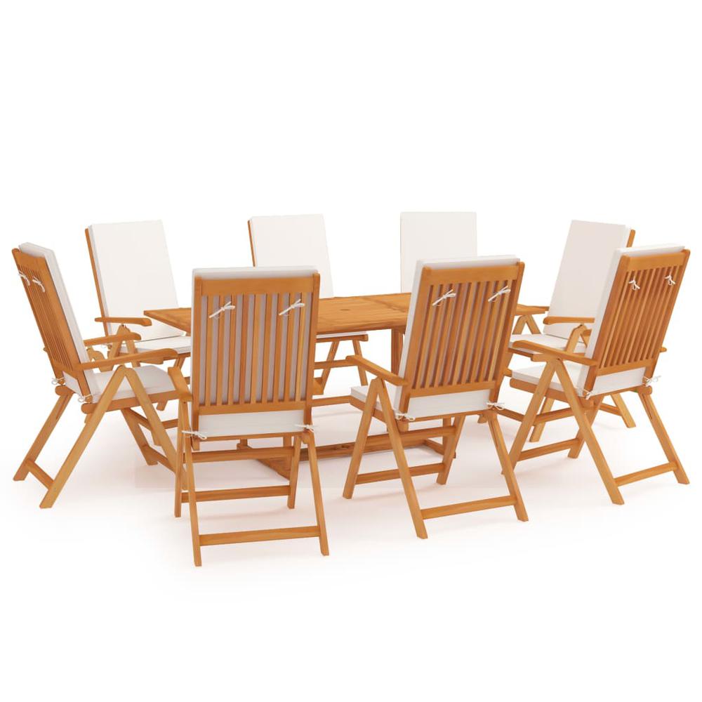 vidaXL 9 Piece Garden Dining Set with Cushions Solid Teak Wood 9570