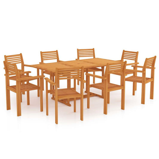 vidaXL 9 Piece Garden Dining Set Solid Teak Wood 9574