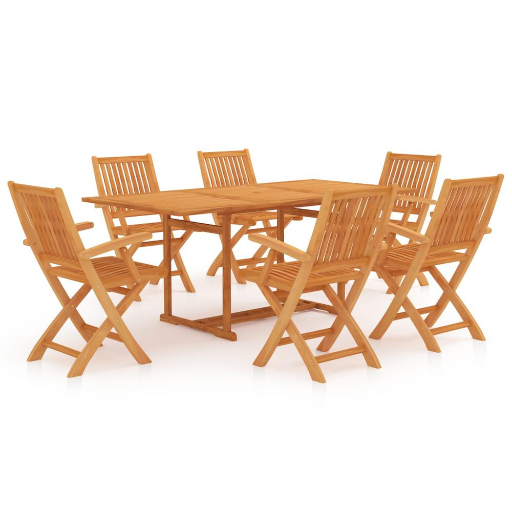 vidaXL 7 Piece Garden Dining Set Solid Teak Wood 9575