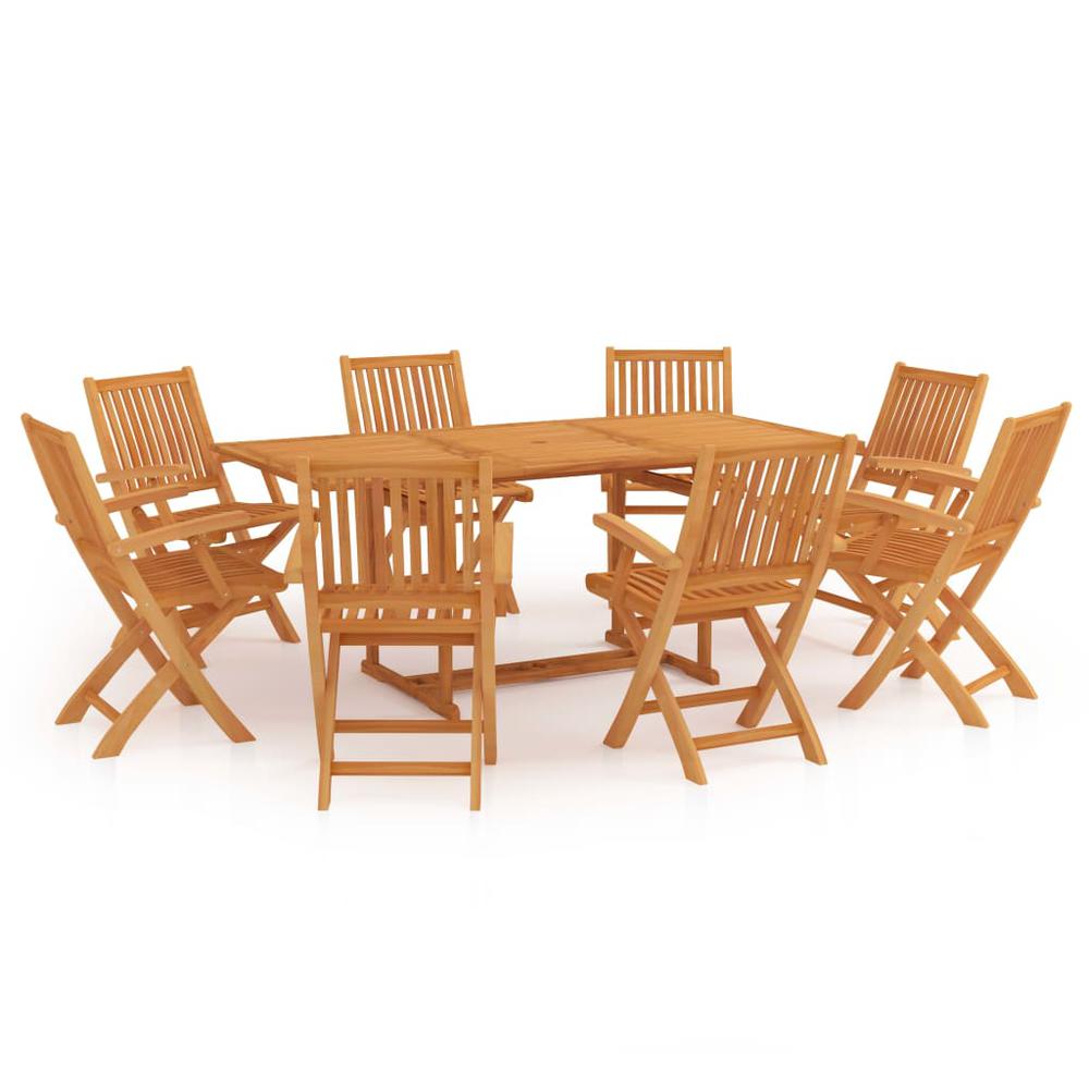 vidaXL 9 Piece Garden Dining Set Solid Teak Wood 9576