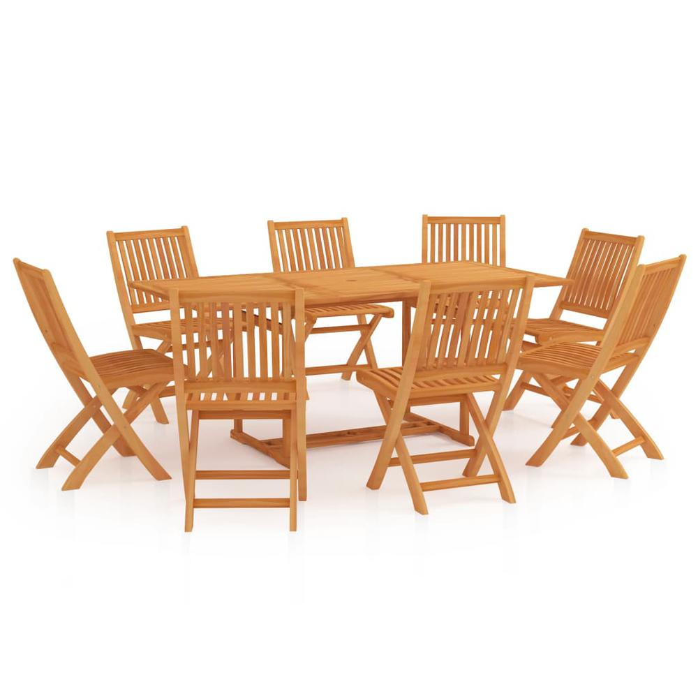 vidaXL 9 Piece Garden Dining Set Solid Teak Wood 9578