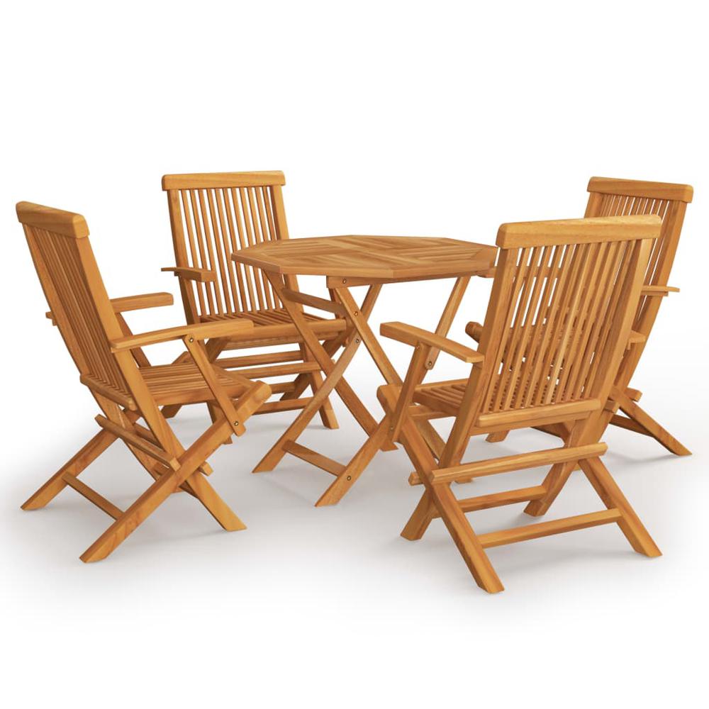 vidaXL 5 Piece Garden Dining Set Solid Teak Wood, 3059582