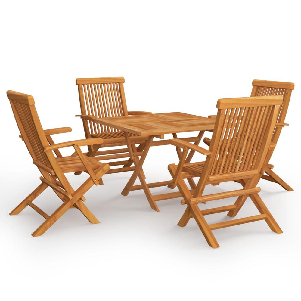 vidaXL 5 Piece Garden Dining Set Solid Teak Wood, 3059584