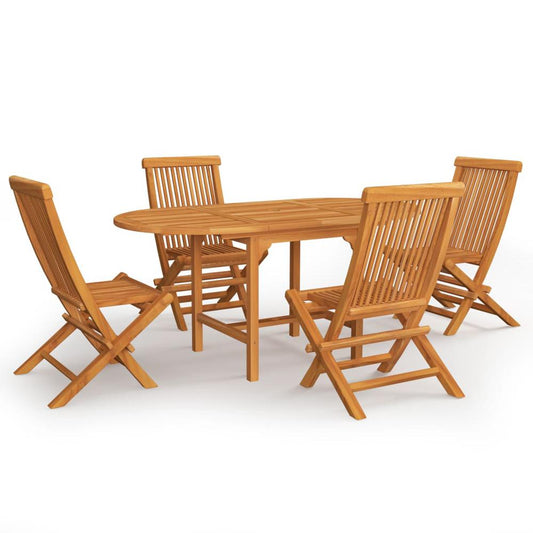 vidaXL 5 Piece Garden Dining Set Solid Teak Wood 9585