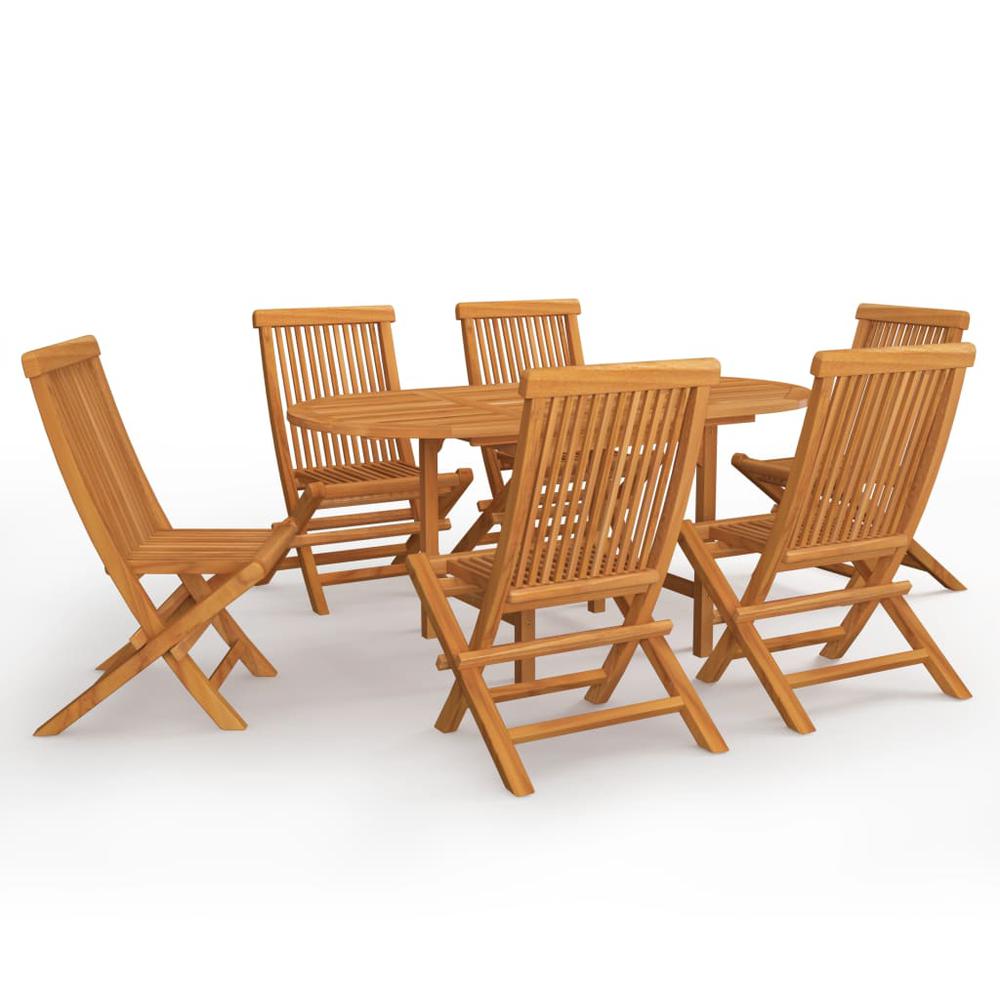 vidaXL 7 Piece Garden Dining Set Solid Teak Wood 9586