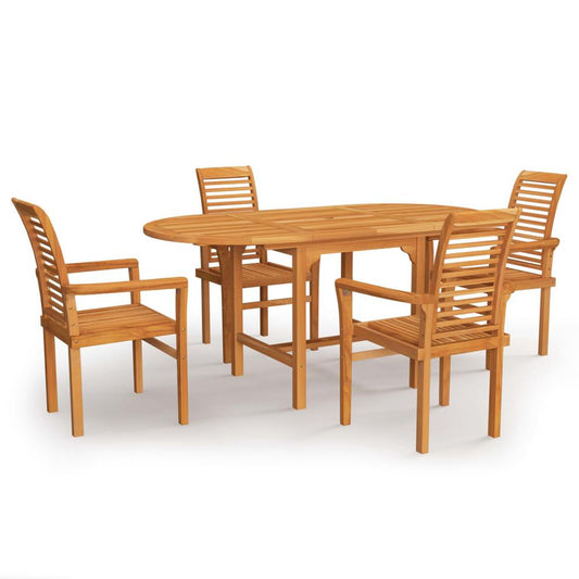 vidaXL 5 Piece Garden Dining Set Solid Teak Wood 9589