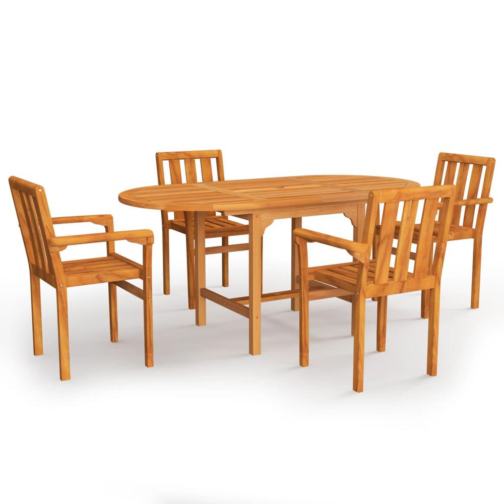 vidaXL 5 Piece Garden Dining Set Solid Teak Wood, 3059591