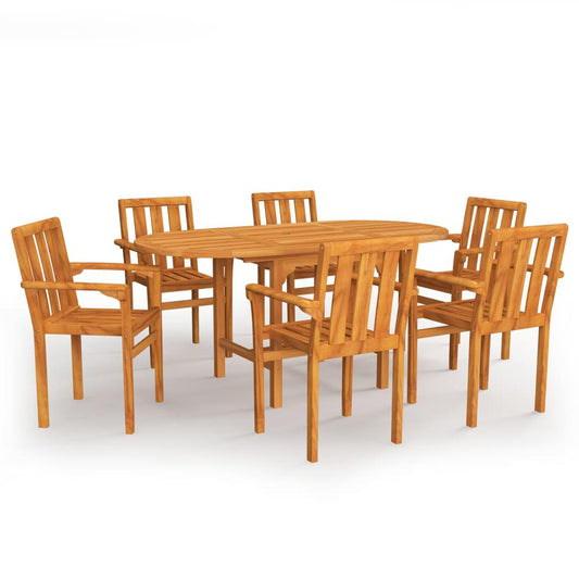 vidaXL 7 Piece Garden Dining Set Solid Teak Wood, 3059592