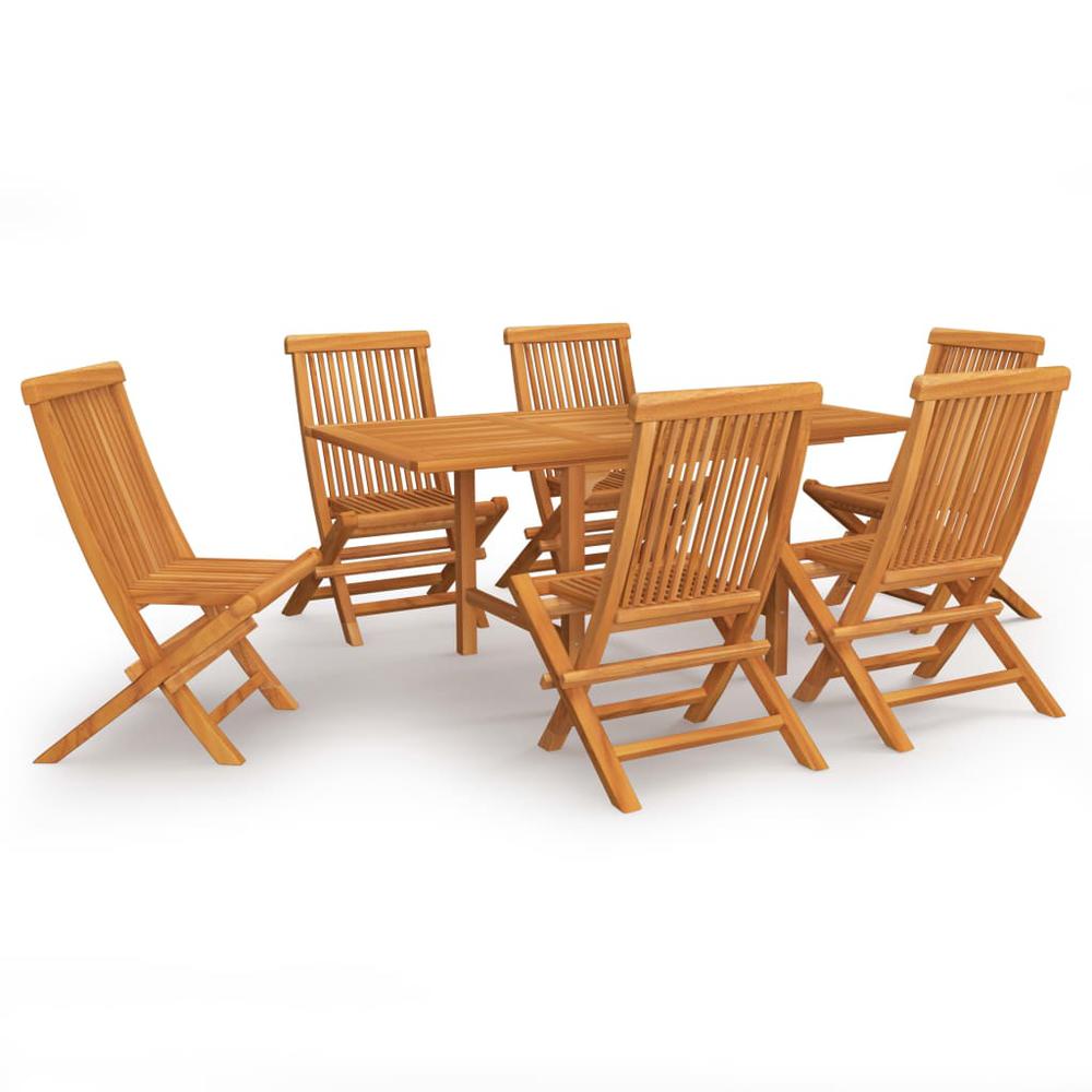 vidaXL 7 Piece Garden Dining Set Solid Teak Wood 9594