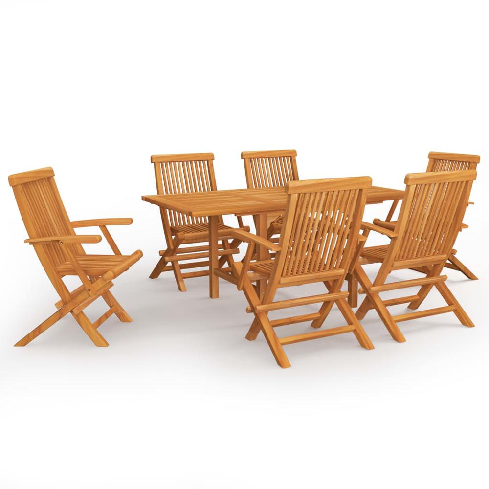 vidaXL 7 Piece Garden Dining Set Solid Teak Wood, 3059596