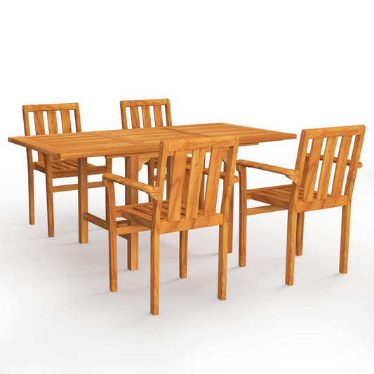 vidaXL 5 Piece Garden Dining Set Solid Teak Wood, 3059599