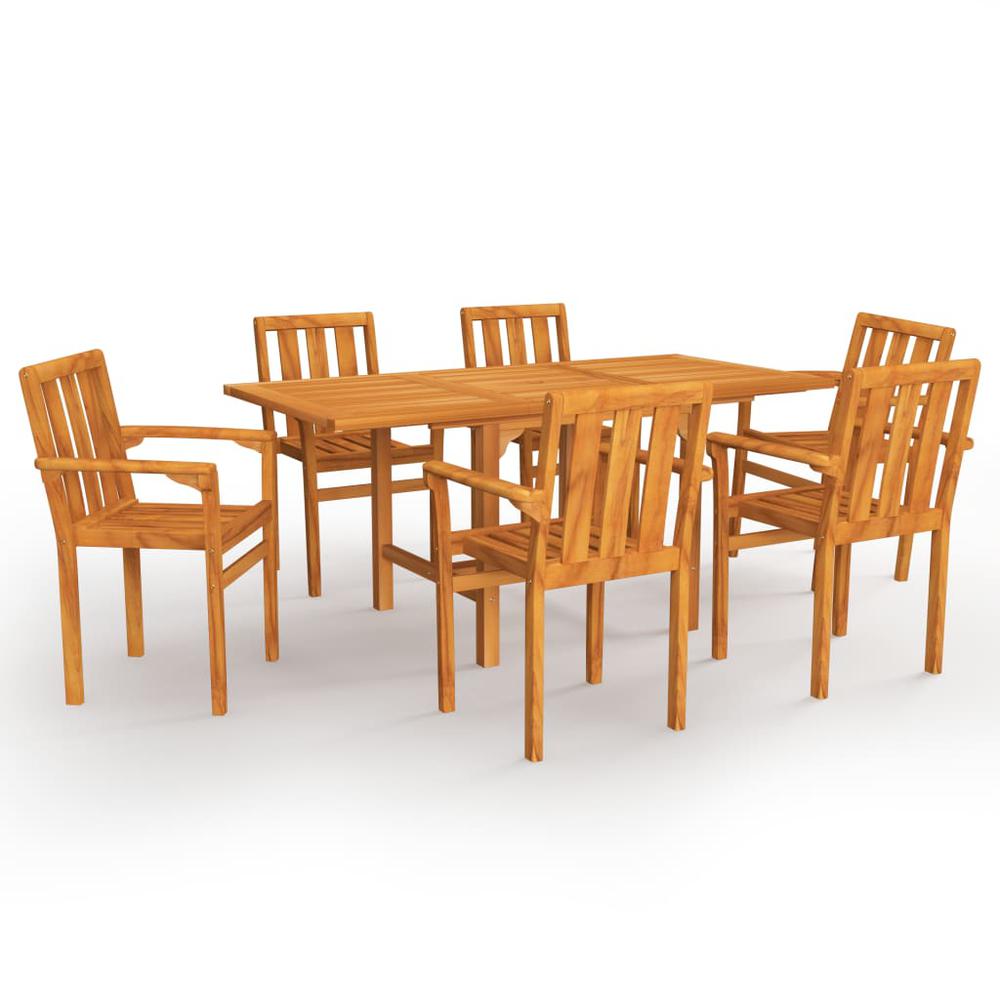 vidaXL 7 Piece Garden Dining Set Solid Teak Wood, 3059600