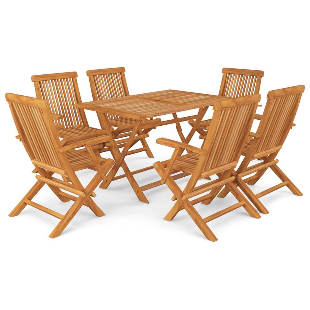 vidaXL 7 Piece Garden Dining Set Solid Teak Wood, 3059604