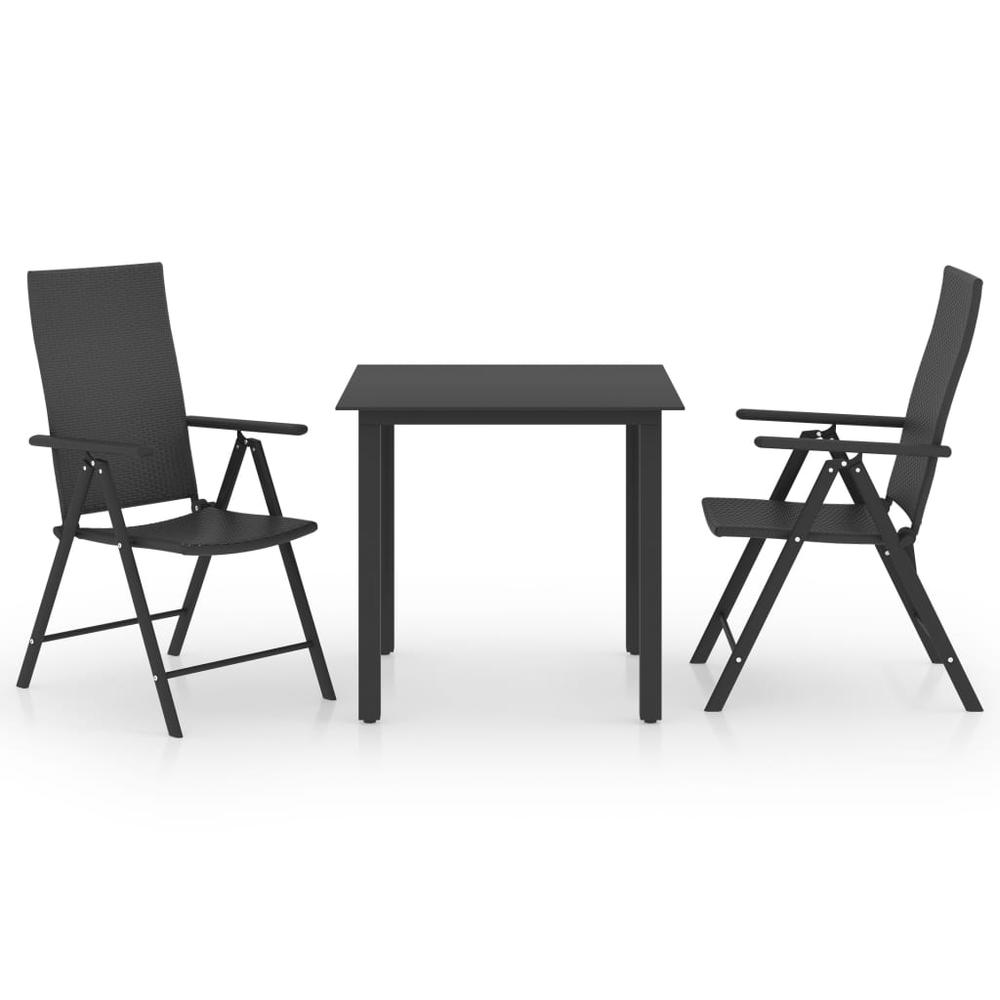 vidaXL 3 Piece Garden Dining Set Black 0046