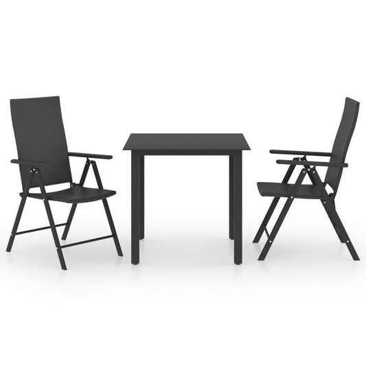 vidaXL 3 Piece Garden Dining Set Black 0046