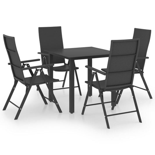 vidaXL 5 Piece Garden Dining Set Black 0047