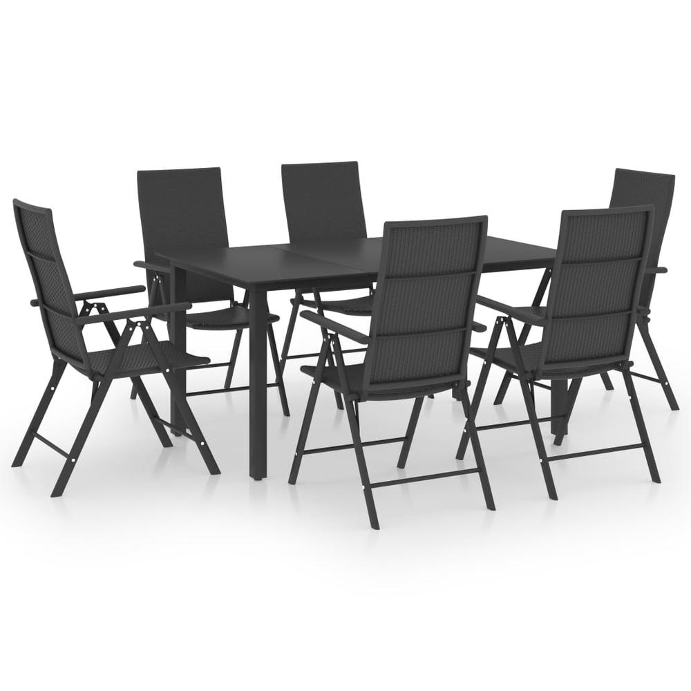 vidaXL 7 Piece Garden Dining Set Black 0049