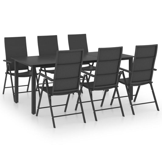 vidaXL 7 Piece Garden Dining Set Black 0050